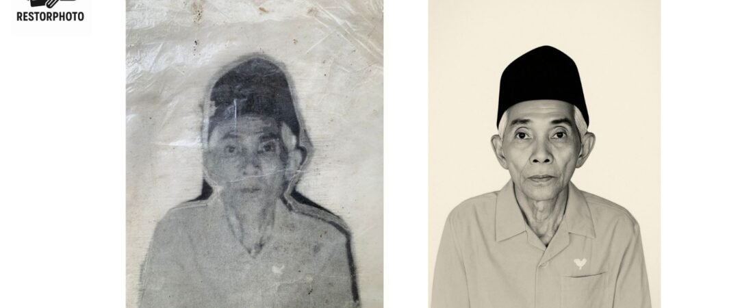 Portofolio Before After Restorasi Foto Mbah Sayed
